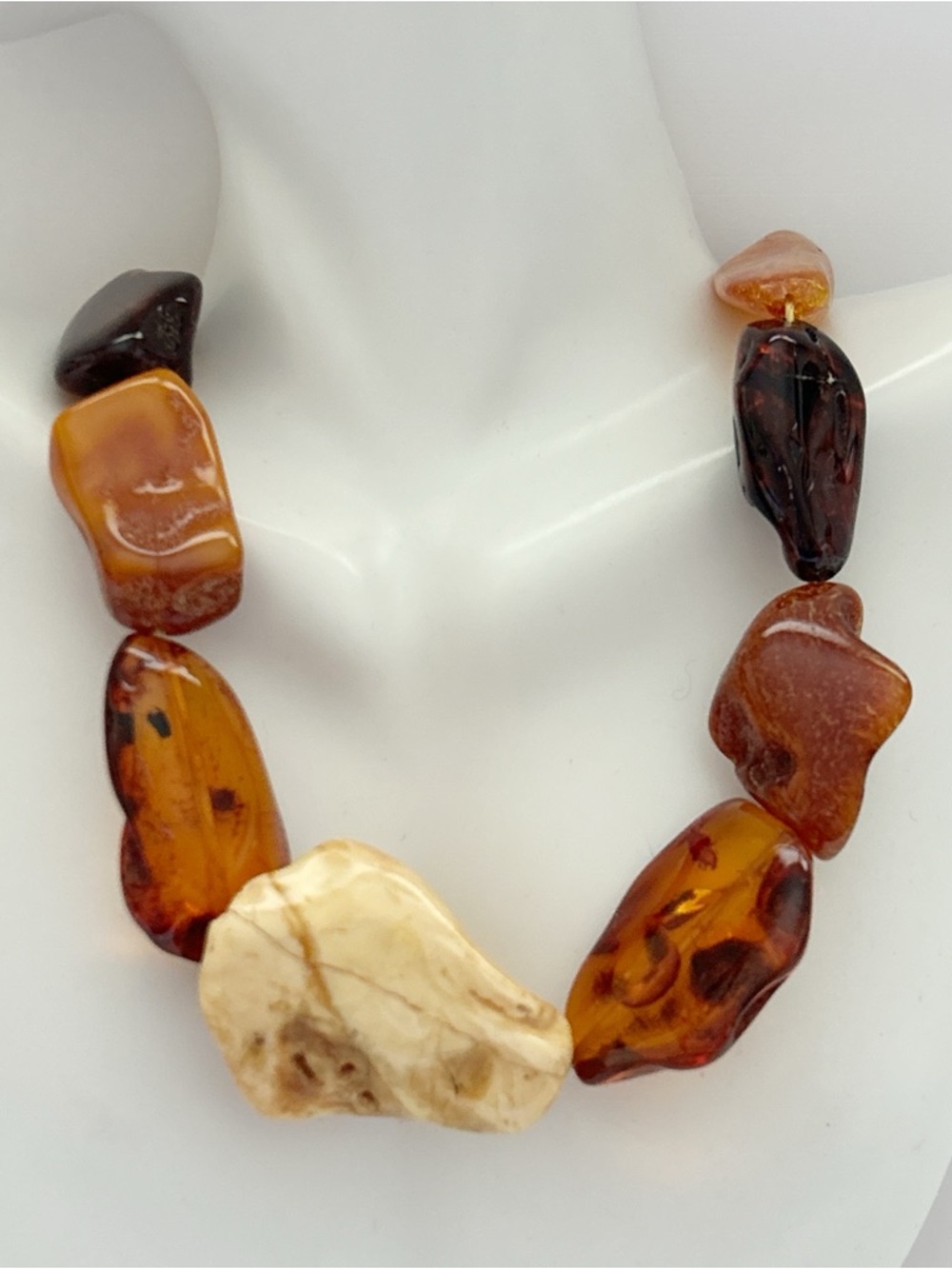 Stunning Vintage Baltic Amber Chunk 14 Kt Gold Necklace